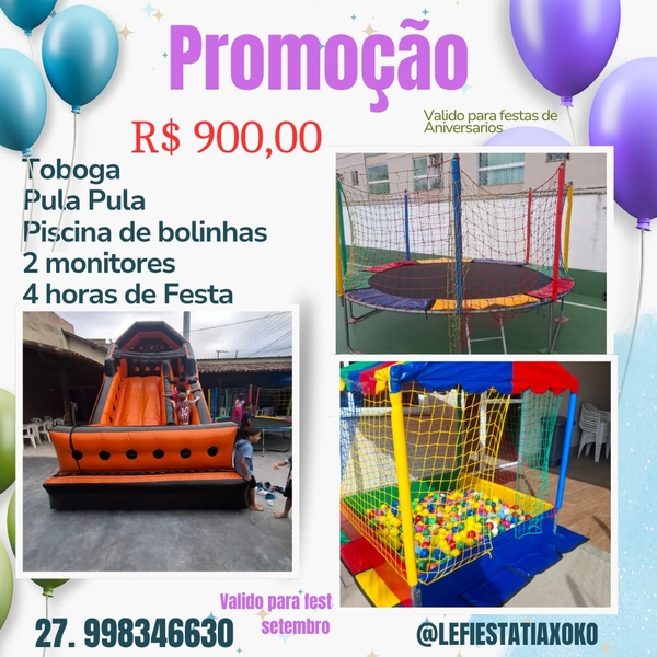 Aluguel de Pula Pula + Toboguinho Com Piscina de Bolinhas