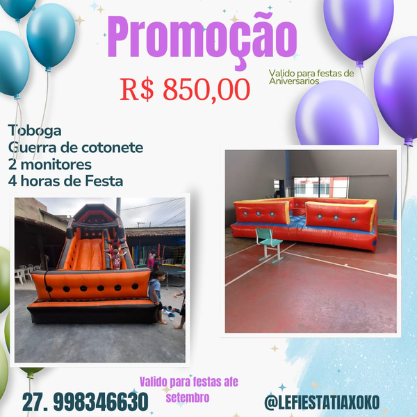 Aluguel de Tobogã e Guerra de Cotonete