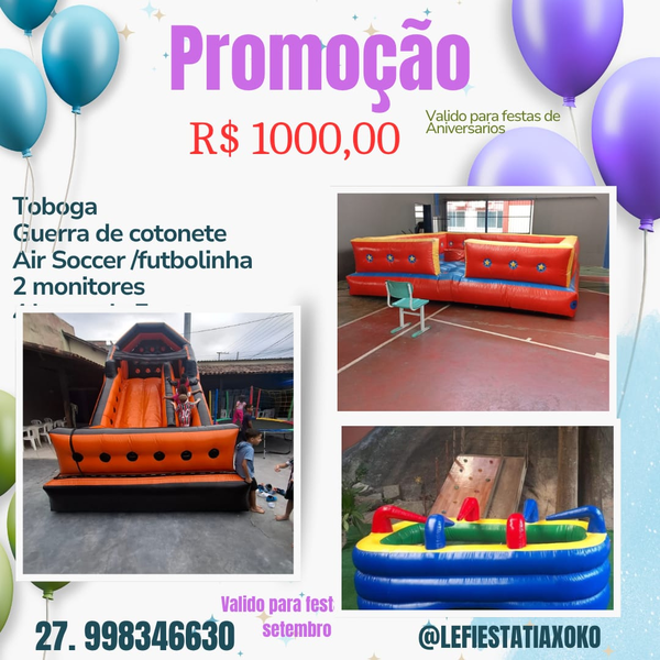 Aluguel de Tobogã, Guerra de Cotonete e Air Soccer
