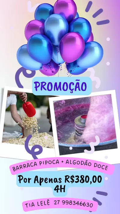 Barraca de Pipoca e Algodão Doce