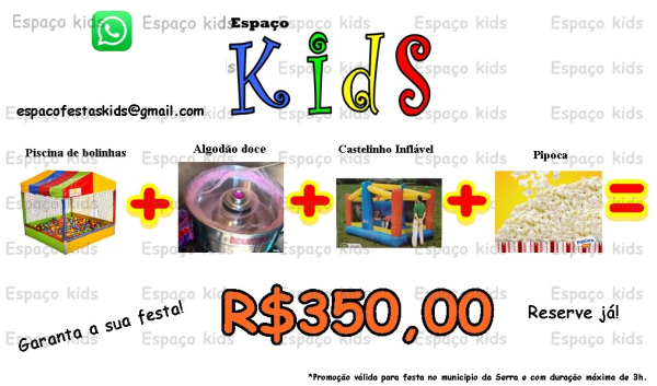 Aluguel de Piscina de Bolinhas + Algodão Doce + Castelinho Inflável + Pipoca