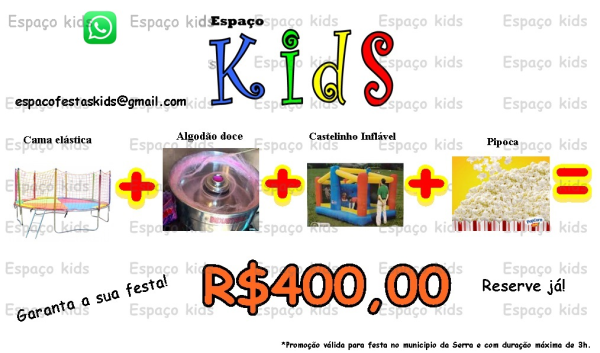Aluguel de Pula Pula + Algodão Doce + Castelinho Inflável + Pipoca